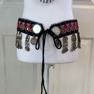 Bohemian Mirror Belt with Tassels Tribal Bellydance